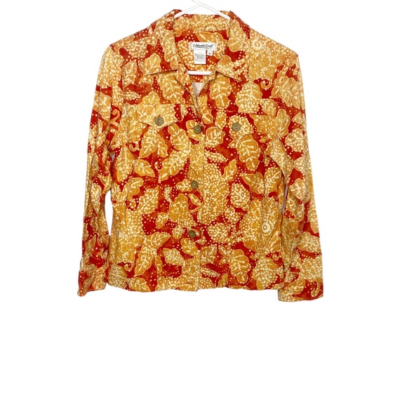 Coldwater Creek bright orange linen blend shirt size small i - Picture 2 of 4